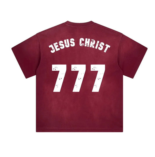 TRINITY | “777” T-SHIRT | DARK RED